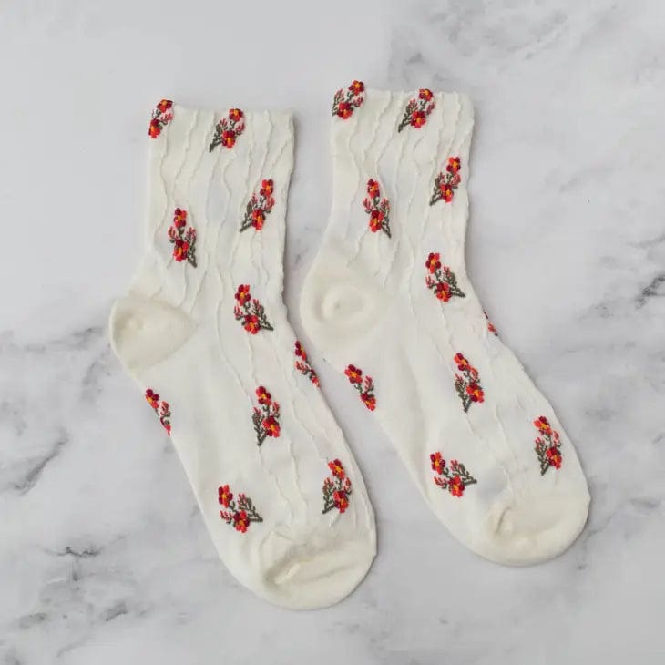 Natural Floral Casual Socks