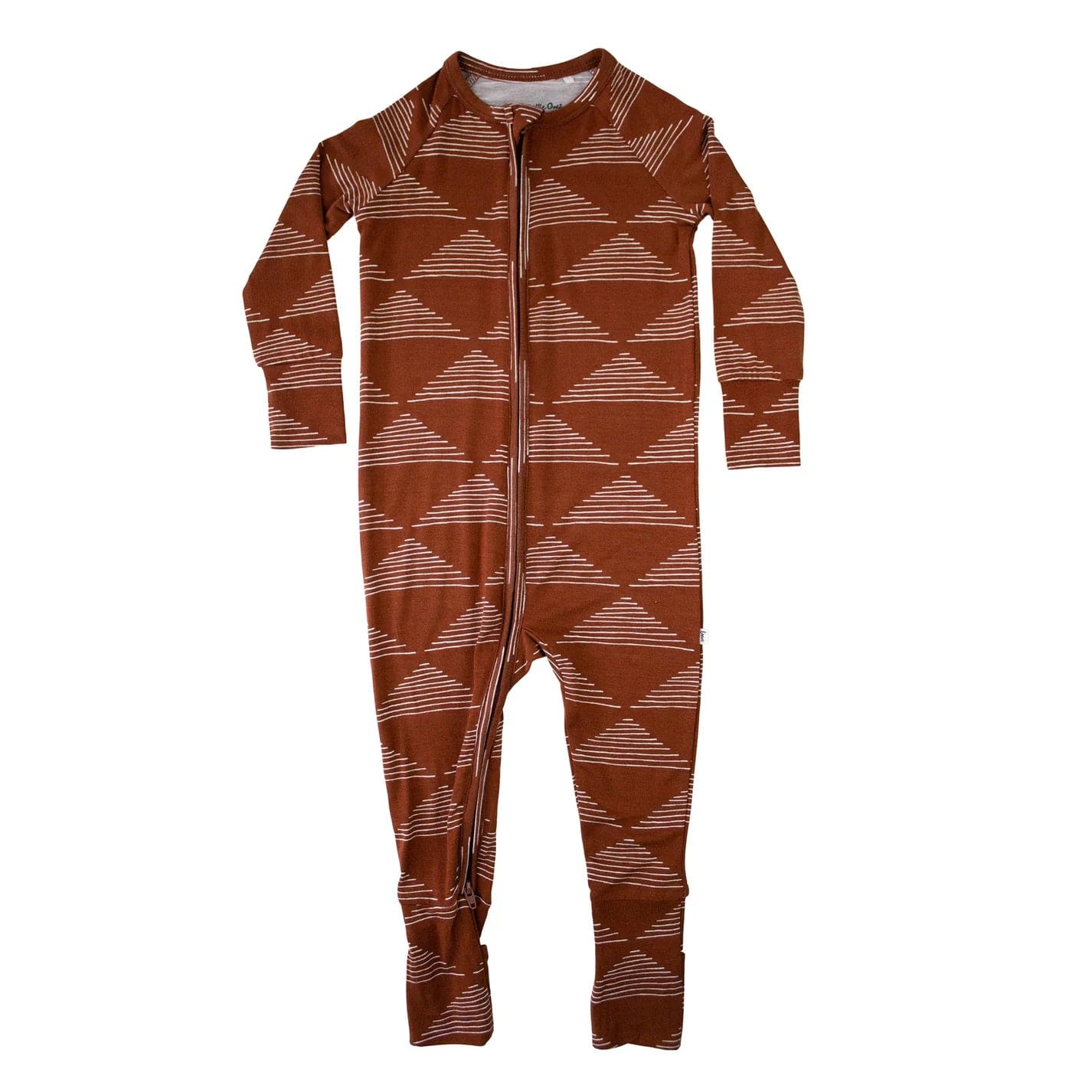 Cognac Triangles Zip Romper