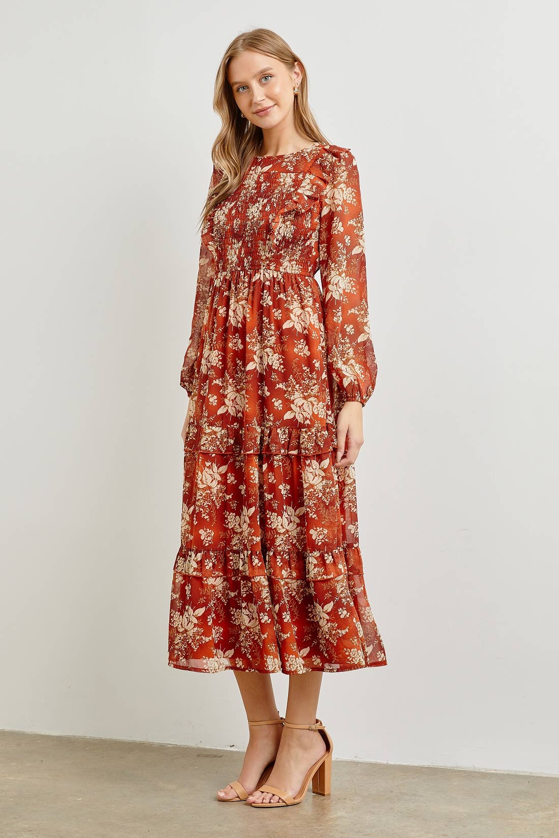 Rust Floral Maxi Dress