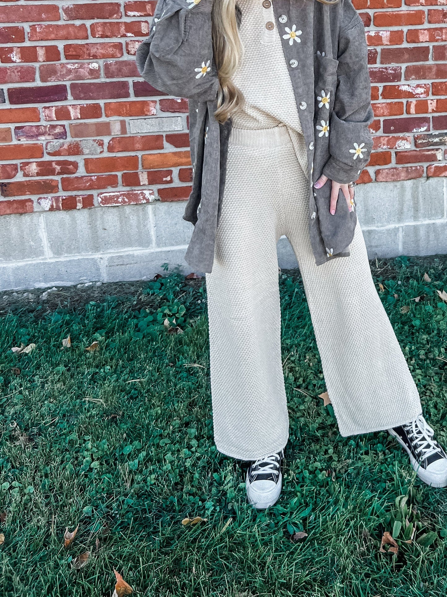 Cafe Daisy Corded Button Front Shirt