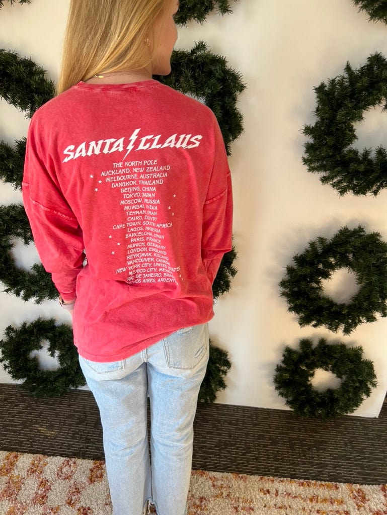 Oversized Santa Tour Round Logo Concert Long Sleeve