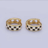 24k gold filled Checkered Hoop Earrings
