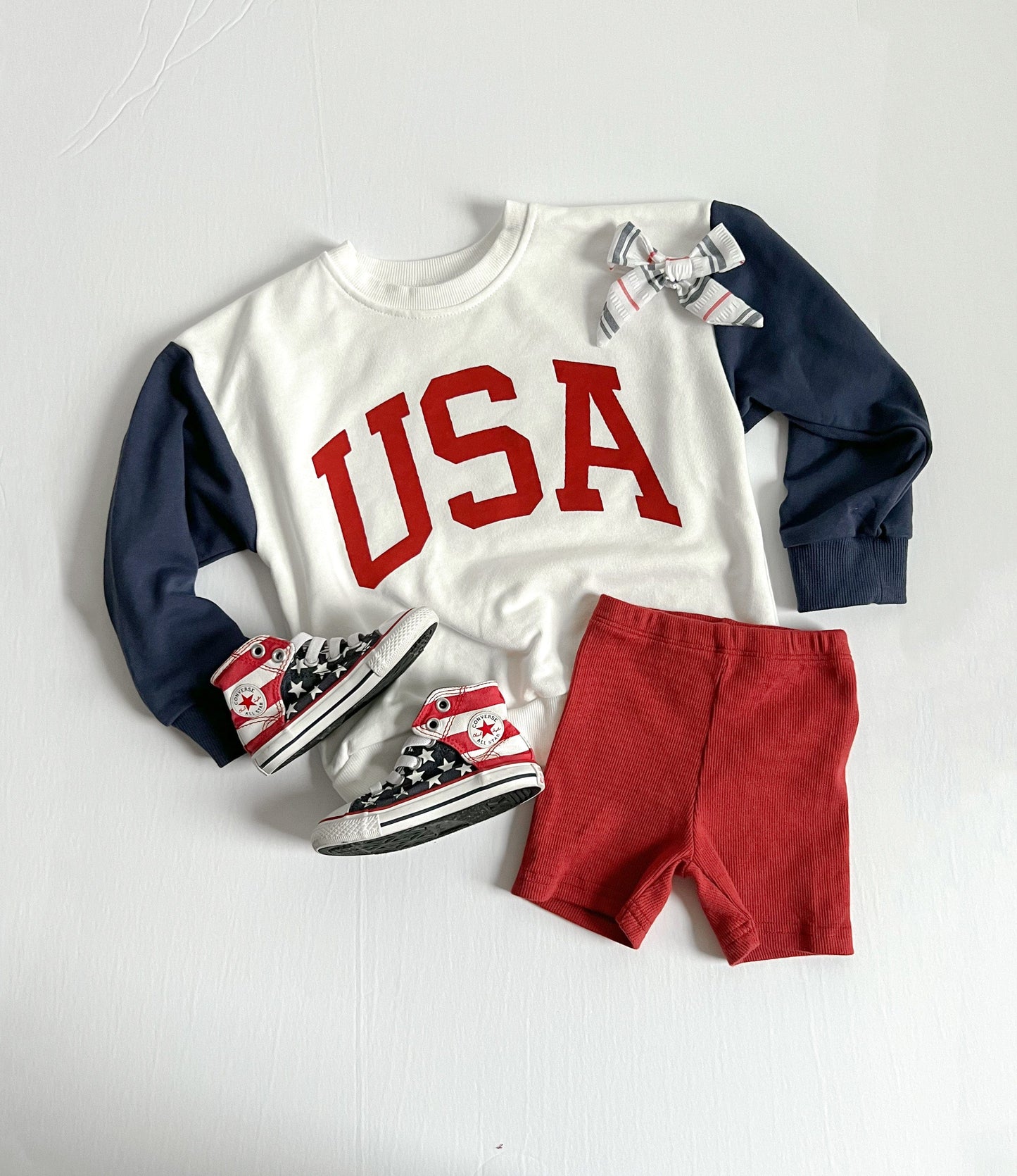 Navy & White Big USA Crewneck (or romper)