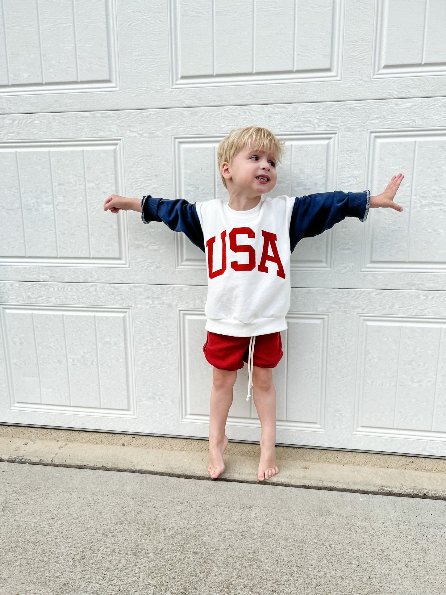 Navy & White Big USA Crewneck (or romper)
