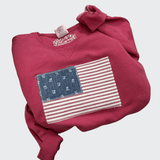 Floral American Flag Stitched Crewneck