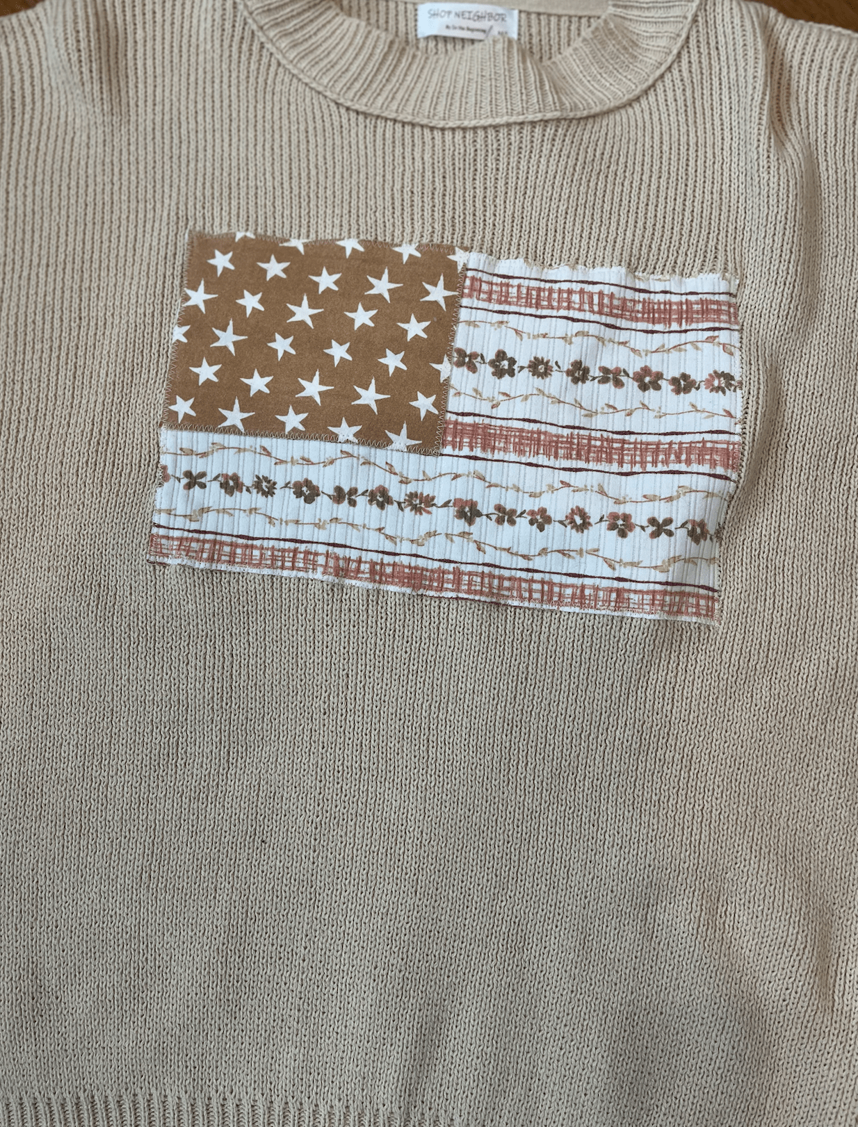 Adult Vintage Floral Stars & Stripes Sweater
