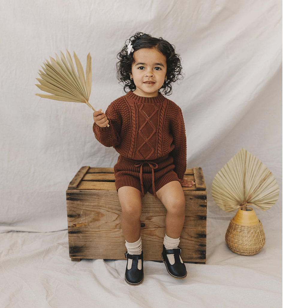 Dark Rust Cable Knit Sweater