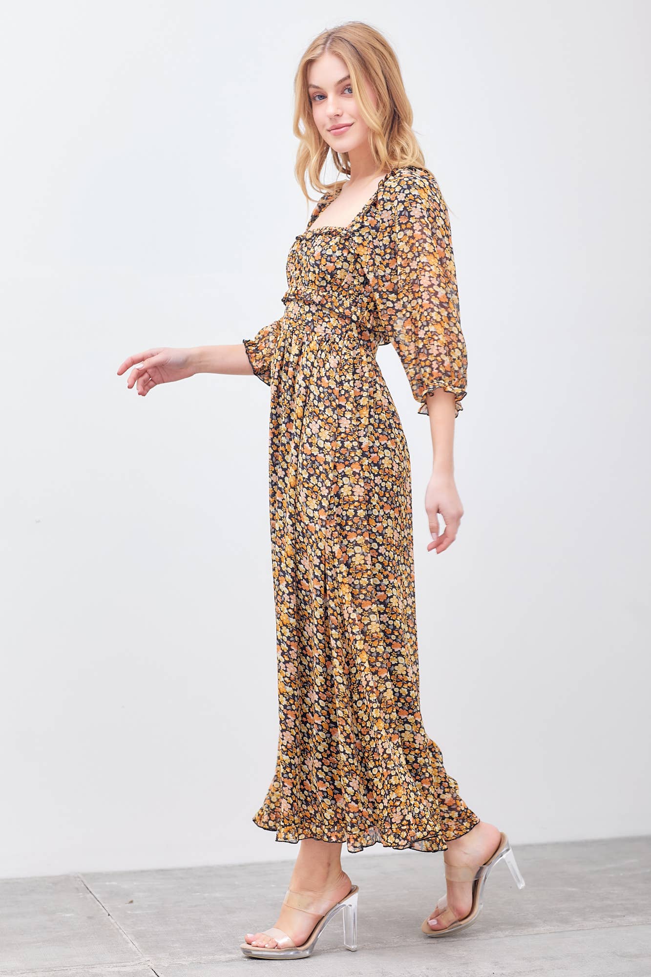 Floral Long Sleeve Maxi Dress