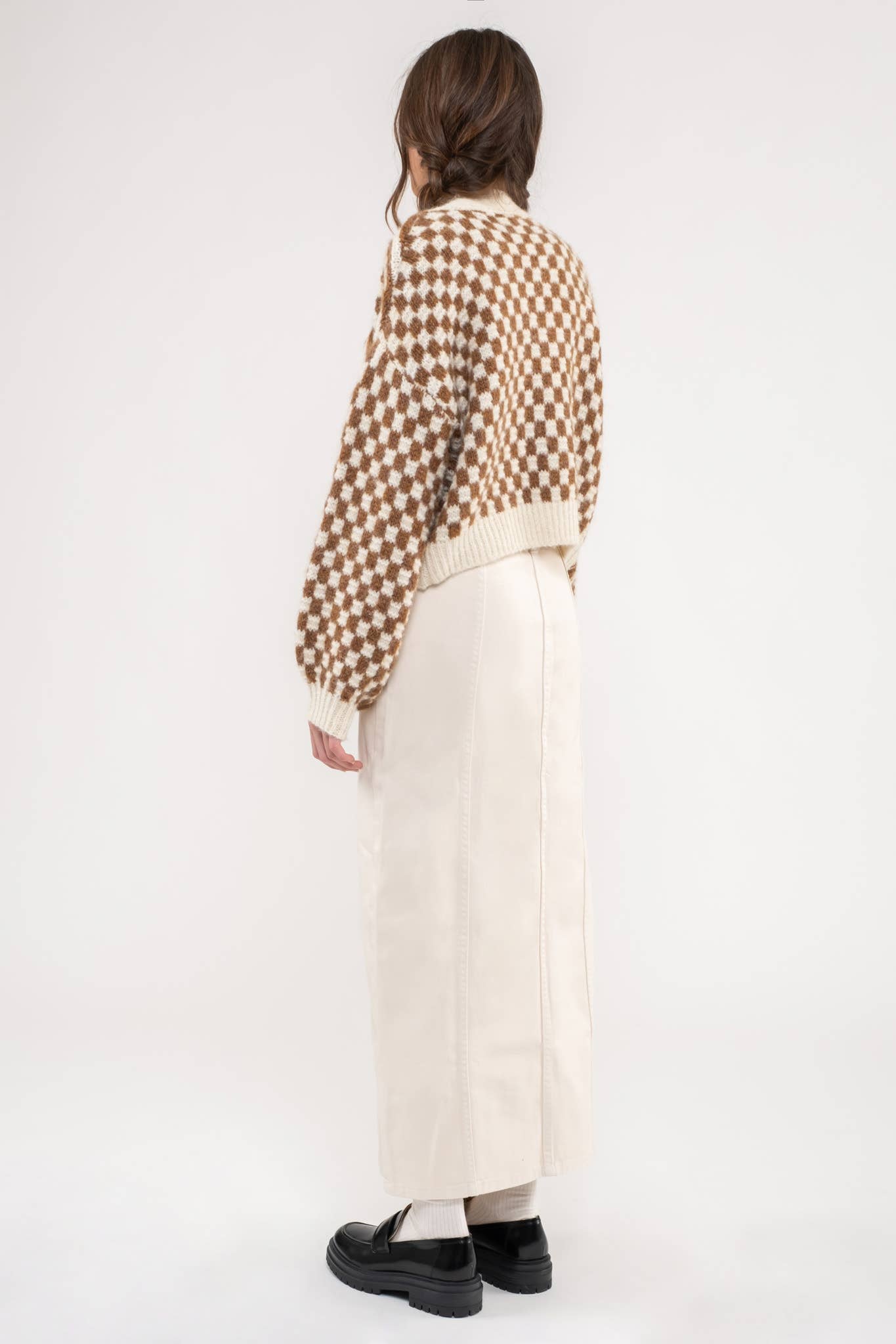 STRIPED AND CHECKERED CARDIGAN