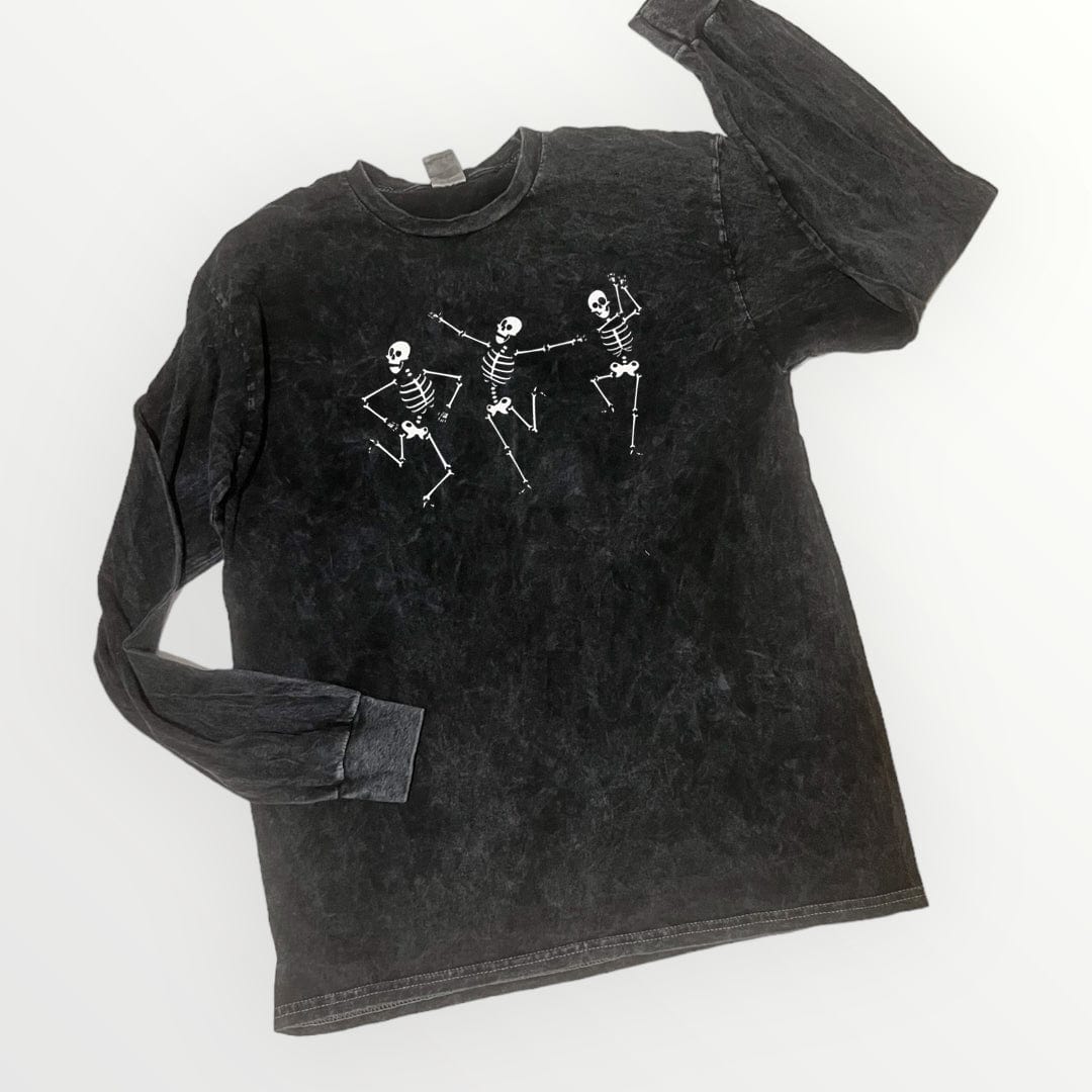 Dancing Skeleton Acid Wash Long Sleeve
