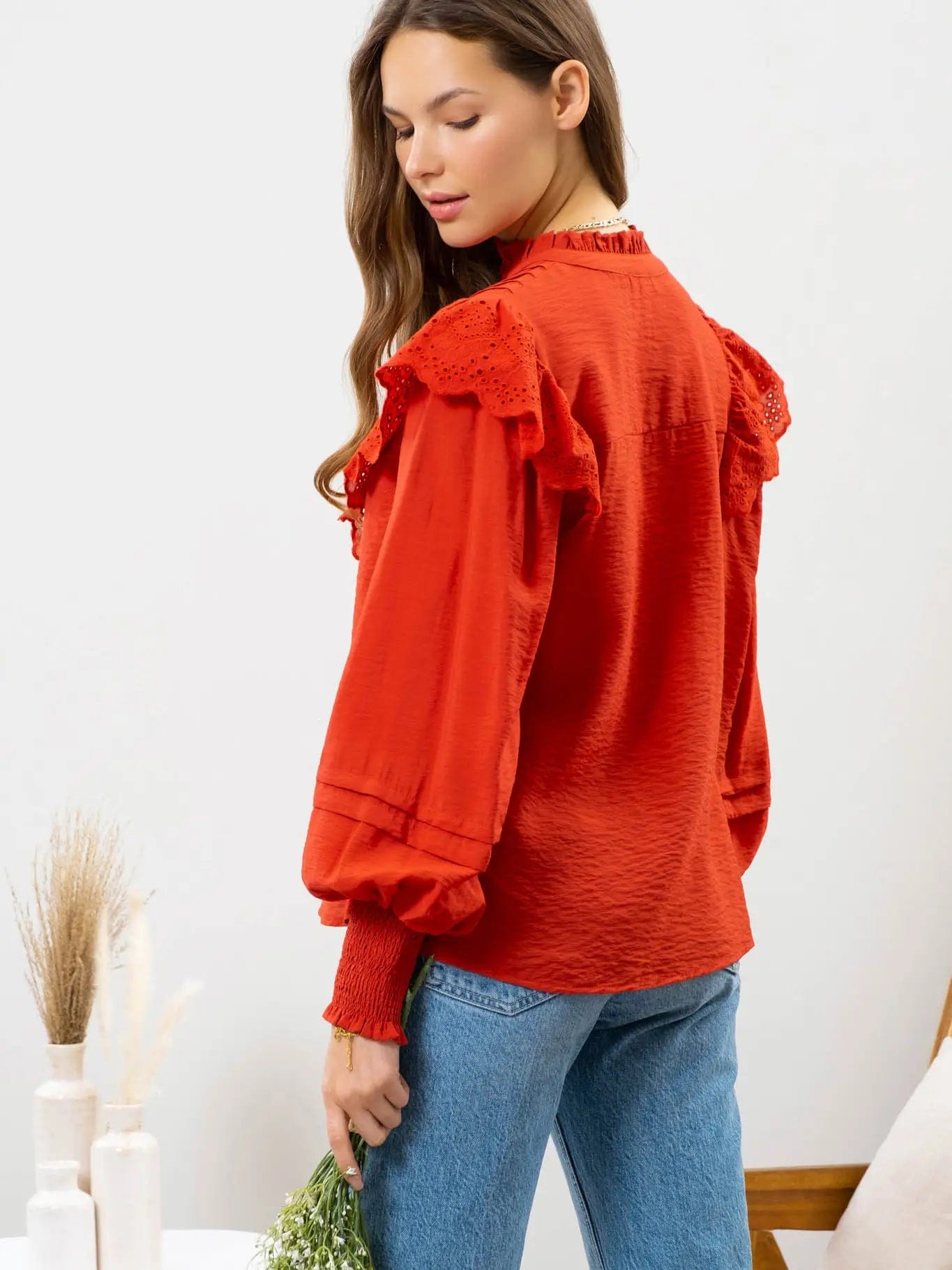 Eyelet Detail Button Up
