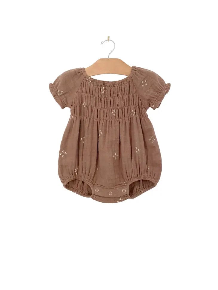 Smocked Short Romper- Diamonds