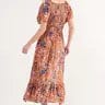Navy Floral Maxi Dress With Square Neck