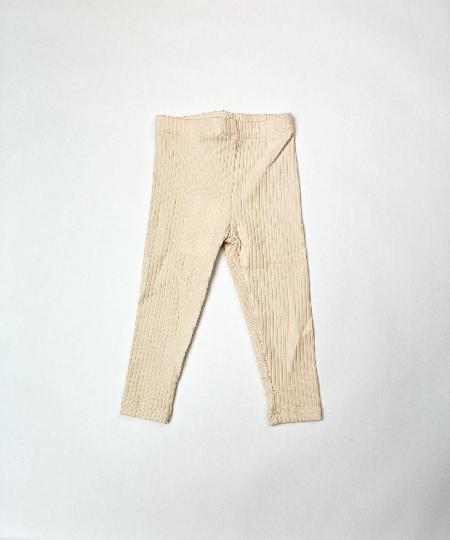 Cream Ribbed Leggings