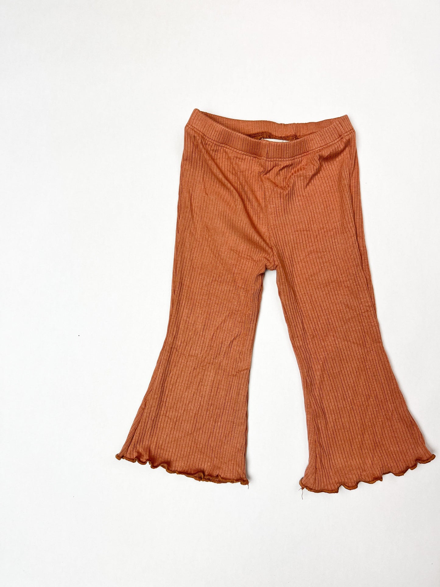 Papaya Ribbed Bell Bottoms