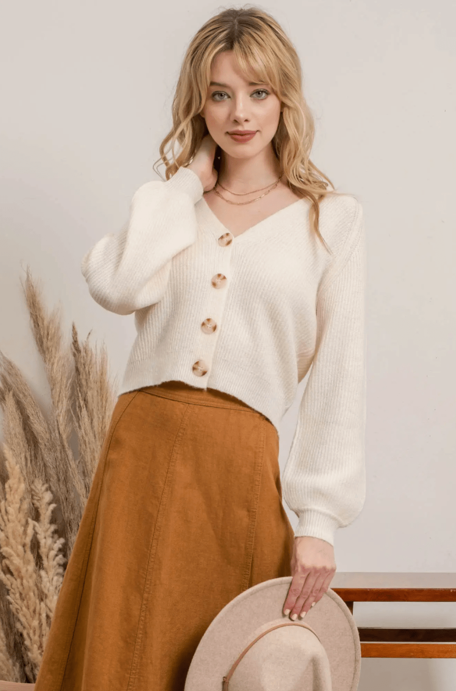 Bishop Sleeve Cardigan Sweater