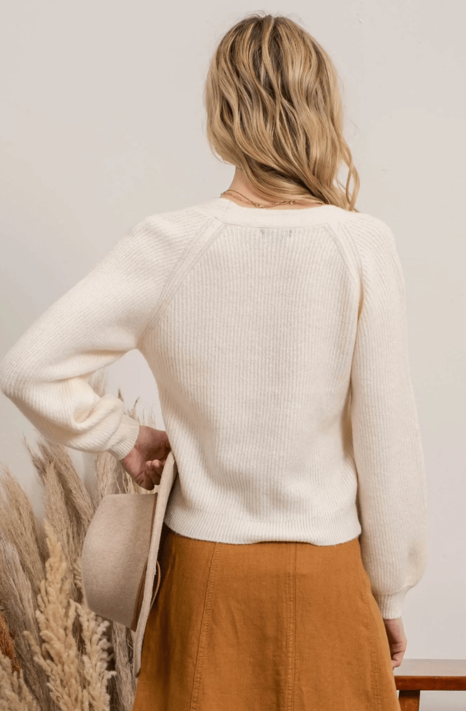 Bishop Sleeve Cardigan Sweater