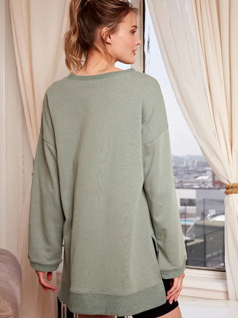 High Low Split Hem Pullover Sweatshirt