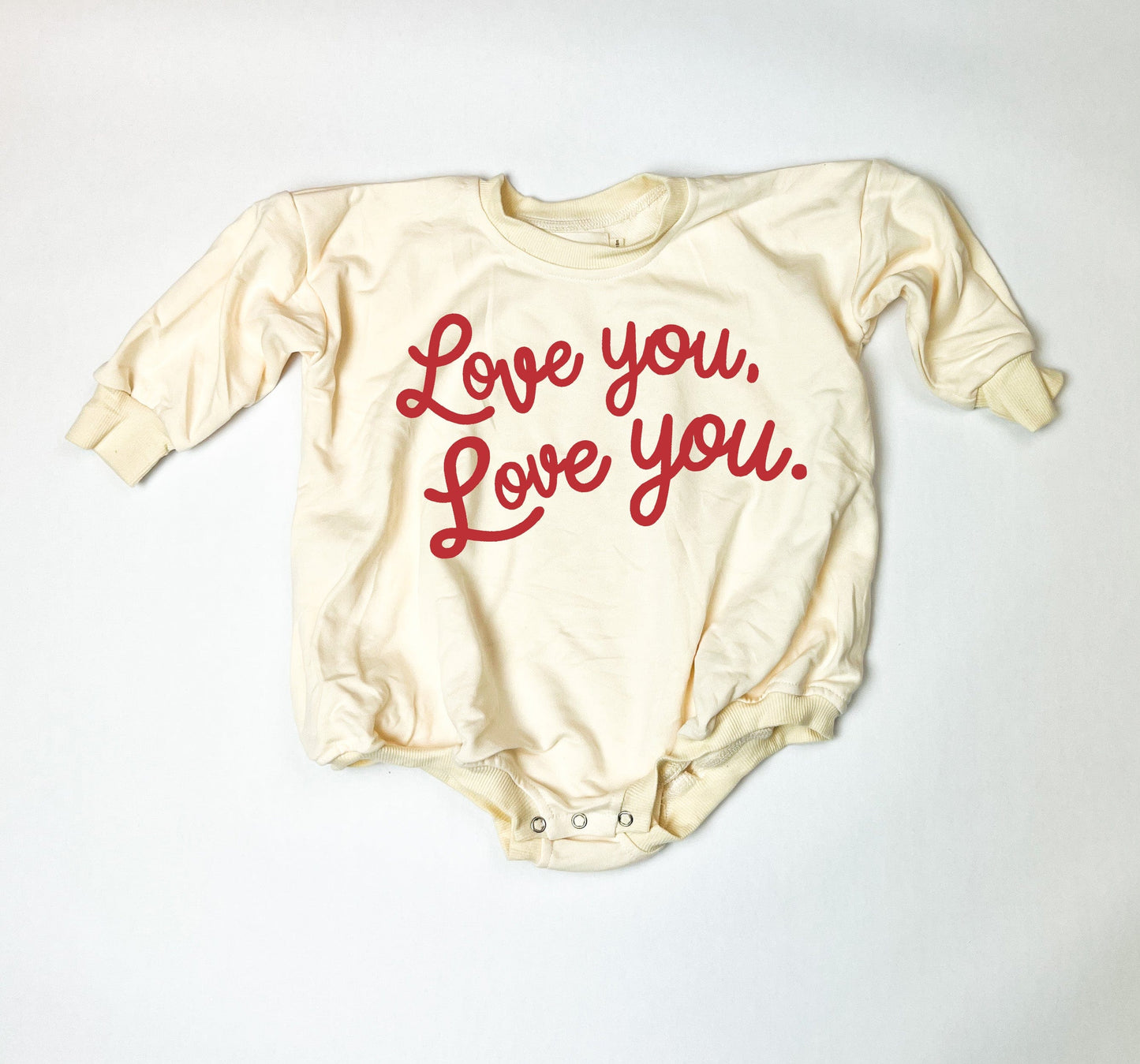 Love you Love you Cream sweatshirt romper