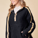 STRIPED QUILTED HOOD TOP
