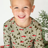 Red Christmas Trucks Small Ribbed Two-Piece Set