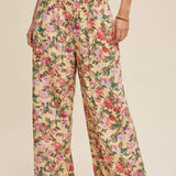 Floral Smocked Wide-Leg Pants