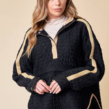 STRIPED QUILTED HOOD TOP