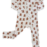 Gingerbread Organic Pointelle 2-Way Zip Romper