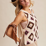 Crochet Granny Square Tassel Tie Vest