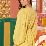 Smocked V-neck Ruffled Eyelet Woven Romper