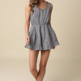 Faith Gingham Open-Back Romper
