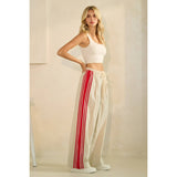 Ivory Sport Striped Wide Legged Pants