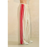 Ivory Sport Striped Wide Legged Pants