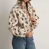 Floral Print Fluffy Fleece Sherpa Jacket