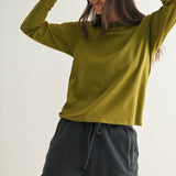 Camo Green Stonewash Boxy Long Sleeve