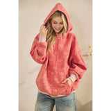 Coral Combo Printed Fleece Hoodie