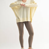 White Sand Waffle Knit Oversized Long Sleeve