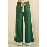 LACE STRIPED ELASTIC WAIST TERRY SWEATPANTS