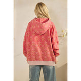 Coral Combo Printed Fleece Hoodie