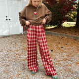 Red Plaid Wide Leg Pants – Festive Holiday Lounge