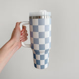 Blue Checkered Tumbler