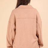 Oversized Texture Knit Shacket - Blush