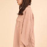 Oversized Texture Knit Shacket - Blush