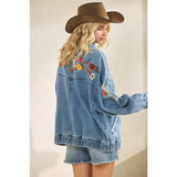 Med Wash Embroidered Denim Jacket