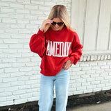 Red Embroidered Gameday Sweatshirt