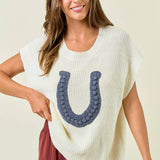 HORSESHOE RIBBED SWEATER VEST