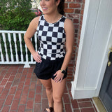 Checkered Print Slim Fit Tank Top