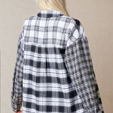 CONTRAST PLAID SHIRT JACKET WITH POCKET