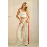 Ivory Sport Striped Wide Legged Pants
