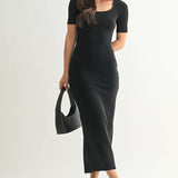 Black Soft Drape Maxi Dress